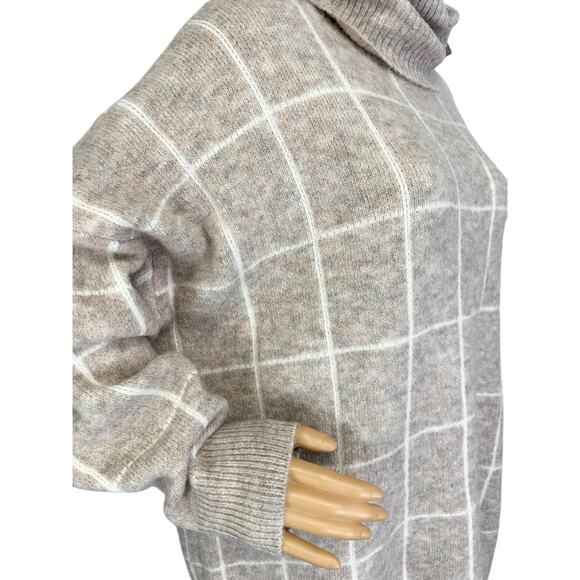 NWT Entro Window Pane Cowl Neck Sweater Beige Cozy Plus Size 1X - Picture 7 of 10